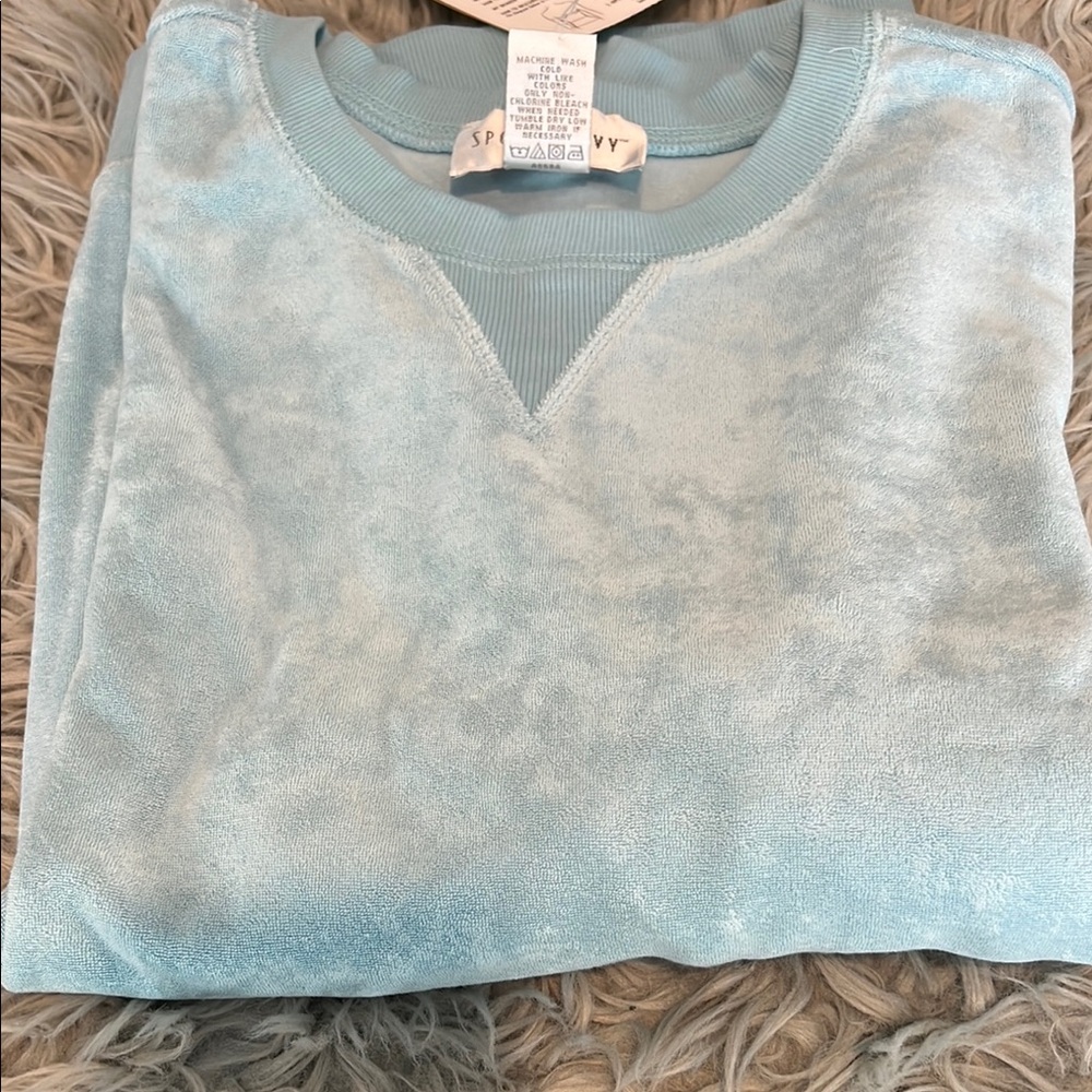 Blue Heathered Pajama Set with Scoop Neckline - Picture 3 of 7